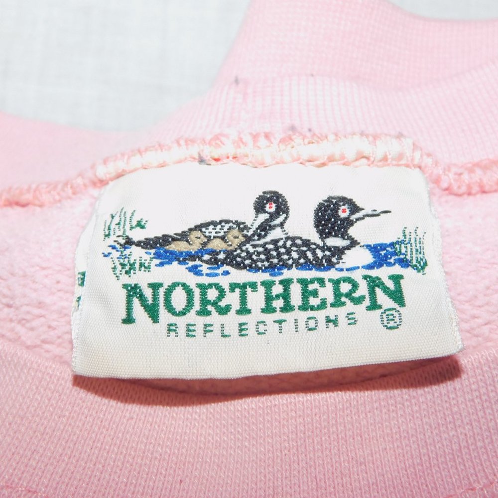 VTG 90s Northern Reflections Womens L Pink Floral Glitter detail Sweatshirt - Picture 3 of 13